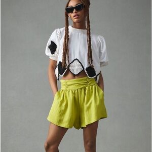 Anthropologie chartreuse shorts